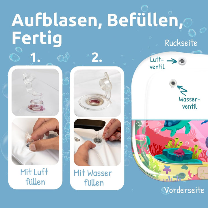 Mallie® Rosa Violett Wassermatte Baby BPA Frei 66 x 50 cm I Perfektes Tummy Time Toy für die Bauchla
