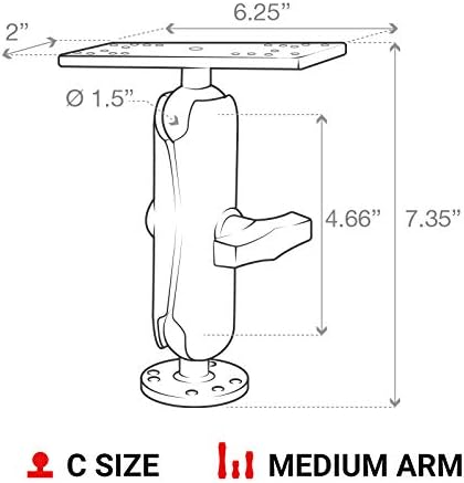 RAM MOUNTS Mounting kit for echosounder to Flat Surface RAM-111U Mittlerer Arm, Mittlerer Arm