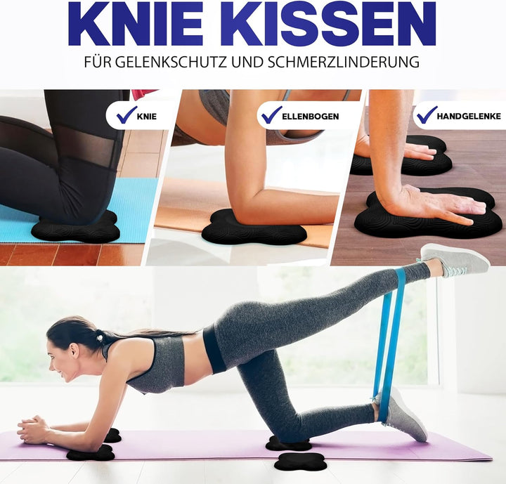 Yoga-Knie-Pad 2er Pack Kniekissen mit Transportbeutel+Trainingsanleitung PDF Maximale Entlastung und