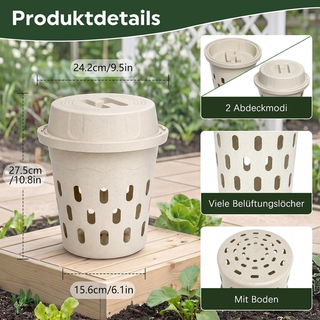 Silavo Wurmkomposter zum Eingraben 8L, Komposter Garten (1er-Pack) Cremeweiss 1er Pack, Cremeweiss 1