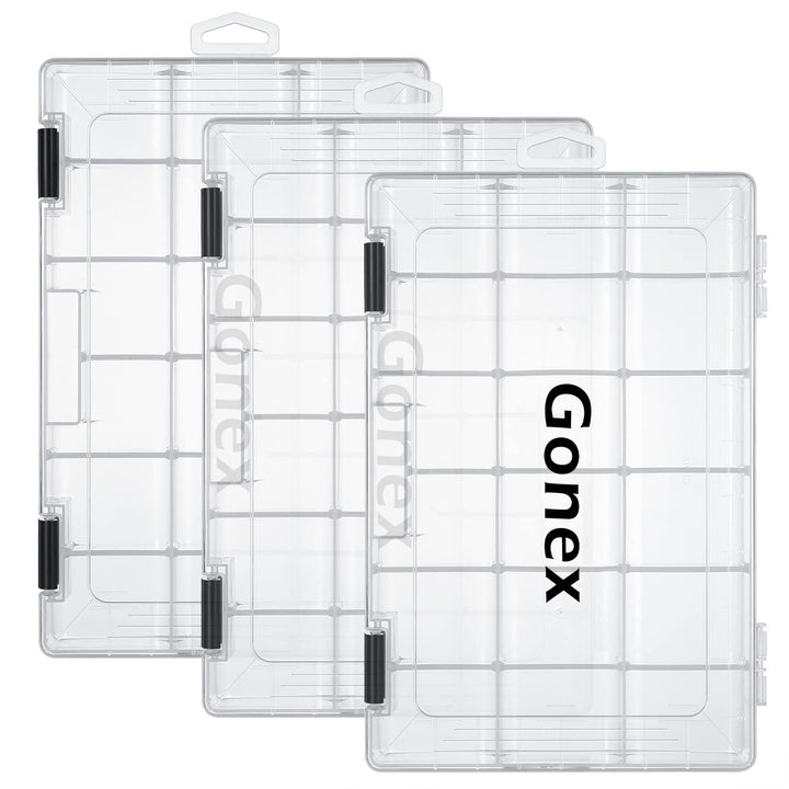 Gonex Köderboxen Angeln, Tackle Boxes 3/4 Stück, Transparente Kunststoff Angelbox mit Verstellbaren