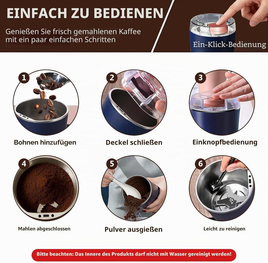 Kaffeemühle Elektrisch, Elektrisch Gewürzmühle und Kaffee Mühle mit Edelstahl Klinge und Sicherheits