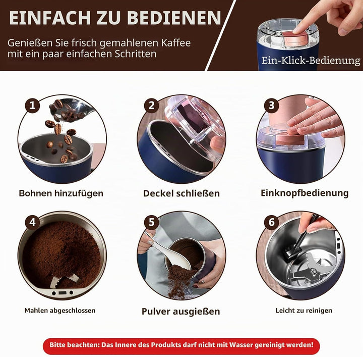 Kaffeemühle Elektrisch, Elektrisch Gewürzmühle und Kaffee Mühle mit Edelstahl Klinge und Sicherheits