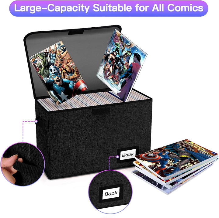 YNSZAS Comic-Buch-Aufbewahrung, Comic-Buchbox, 40,1 x 19,8 x 30 cm, faltbare Comic-Kurzbox, für 160–