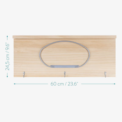 Navaris Hängeregal für Yogamatte aus Holz - 60 x 24,5 cm Wandhalterung mit Haken und Ablage - Halter