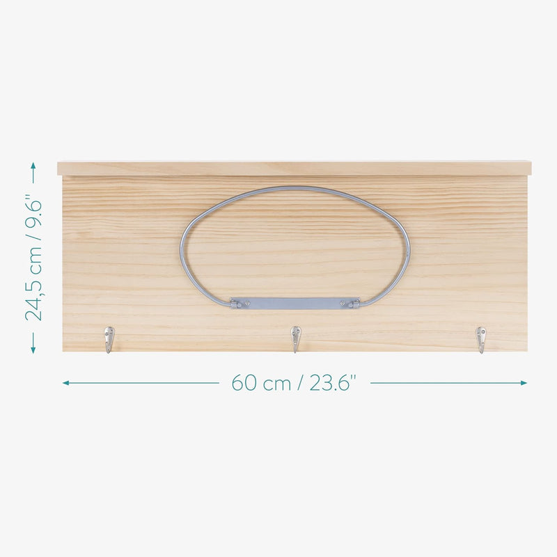 Navaris Hängeregal für Yogamatte aus Holz - 60 x 24,5 cm Wandhalterung mit Haken und Ablage - Halter