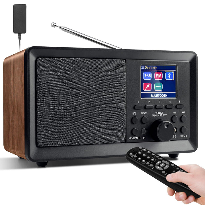 Wholede DAB Plus Radio mit Bluetooth, DAB Radio mit Fernbedienung DAB+/FM Radio Retro Holz Digitalra