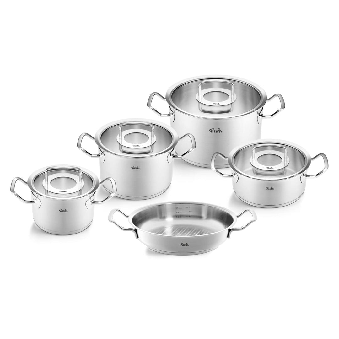 Fissler Original-Profi Collection / Edelstahl-Kochtopfset, 5-teilig, Töpfe mit Glas-Deckel (3 Kochtö