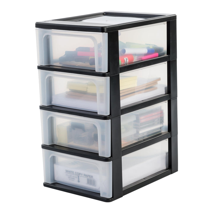 Iris Ohyama, Schubladenschrank, Schubladencontainer, 4 Schubladen mit 7 L, Format A4, durchsichtige