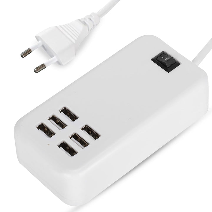 USB Ladestation, 30W 2A 100-240V USB Ladehub mit 6 Anschlüssen USB Ladeanschlüsse Überhitzungsschutz