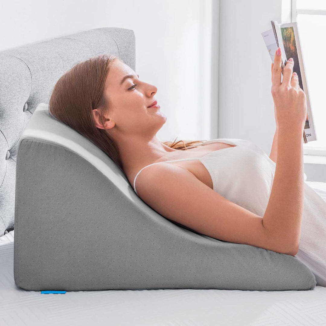 NOFFA Lesekissen für Bett und Sofa - Memory Schaum Keilkissen - Ergonomisches Rückenlehne Kopfkissen
