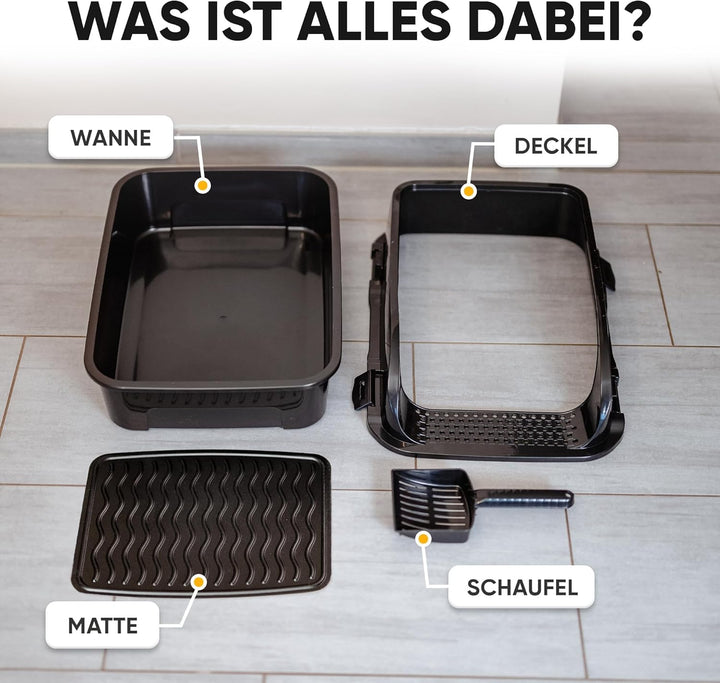 CROPLAS Katzenklo offen gross ohne Deckel,Katzenklo hoher Rand mit Streumatte & Schaufel, grosse Kat