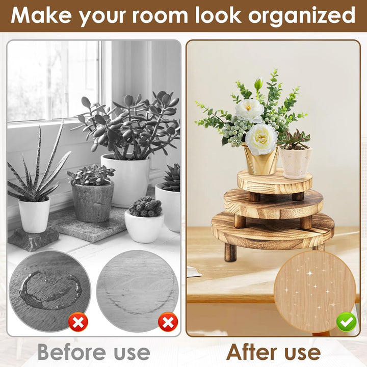 3 Set Blumenhocker Holz Pflanzenhocker Stapelbar Abnehmbar Stabile Unterstützung Pflanzhocker Blumen