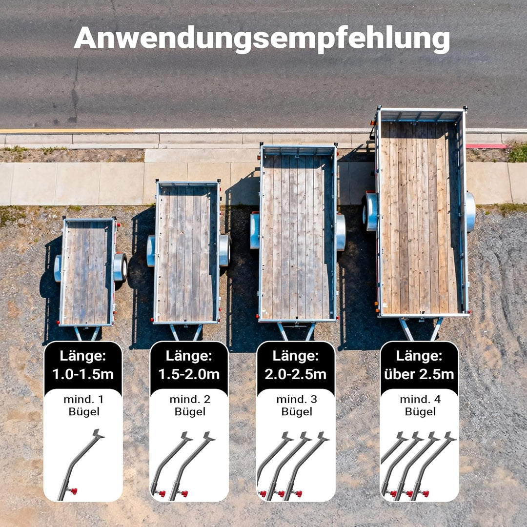 Wiltec 2X Flachplanenbügel 108-150 cm für Anhänger, verstellbare Aluminiumbügel für Anhängerplanen,