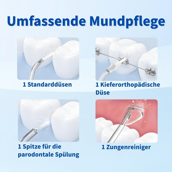 Munddusche Kabellos Zahndusche, Water Flosser Zahnreinigung für Teeth Zwischenräume, Irrigator Zähne