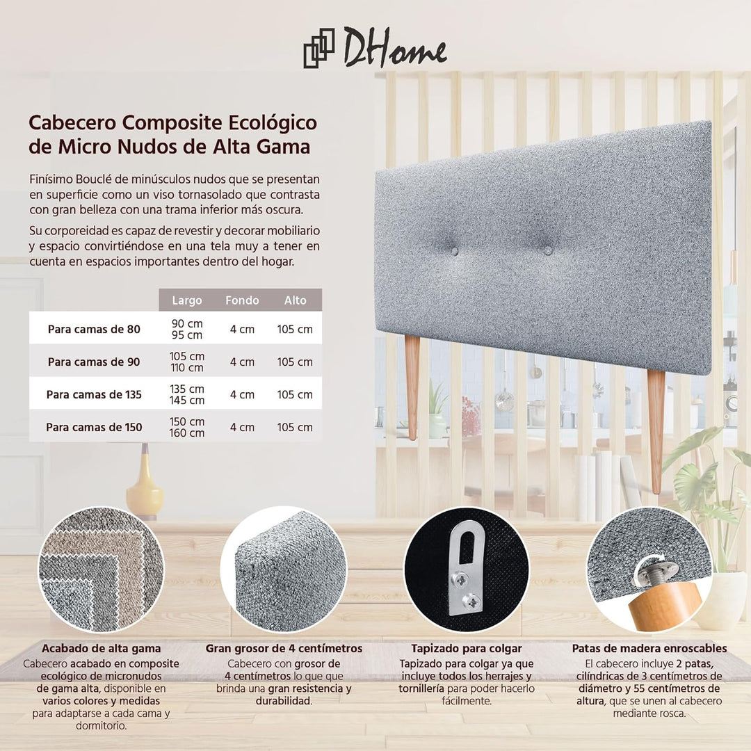 DHOME Kunstleder oder Acualine Stoff Kopfteil einfarbig mit Knöpfen gepolstert HIGH Range Luxus Bett