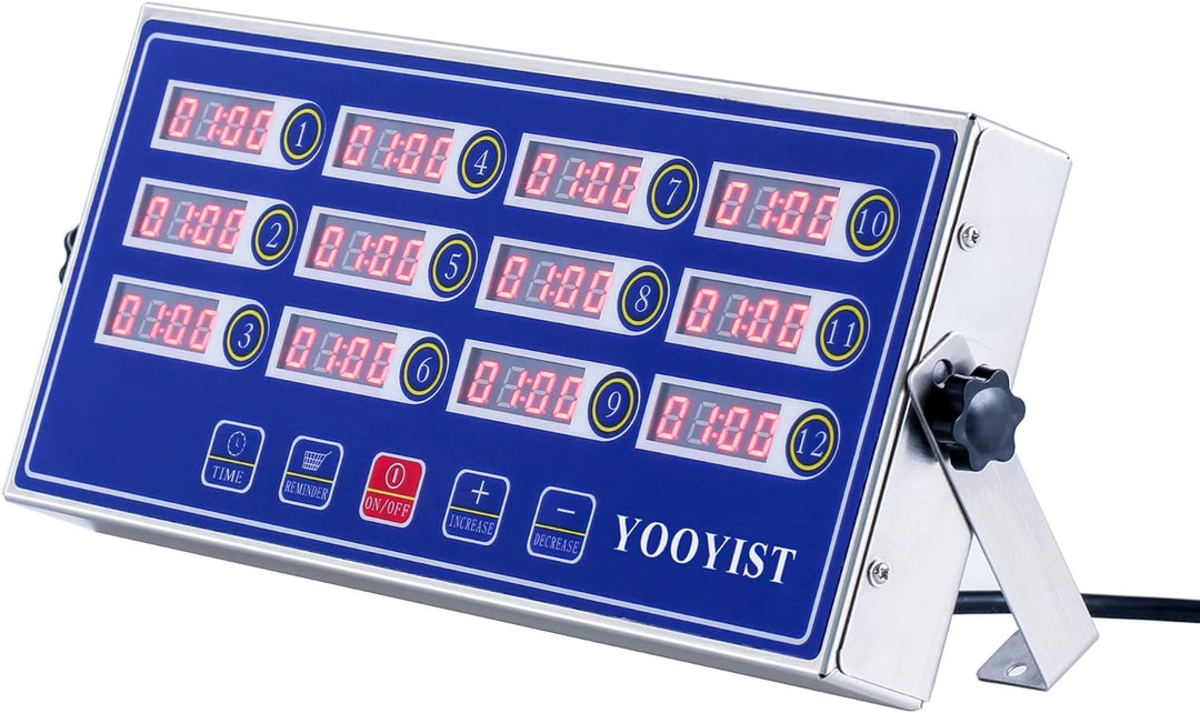 YOOYIST Kommerzieller 12-Kanal-Küchen-Timer Digitaler Restaurant-Timer Professionelle LED-einstellba