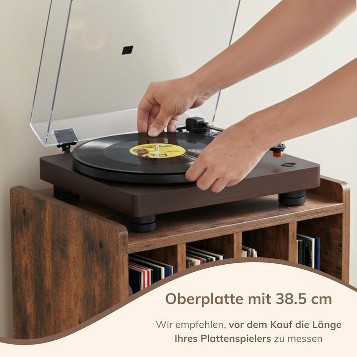 ACAZA Vinylmöbel Plattenspielertisch – Ständer für Plattenspieler und Schallplatten mit 4 Fächern –