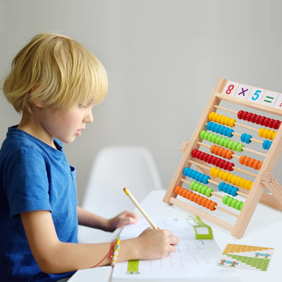 Wisplye Grundschule Rechenschieber Abakus für Kinder ab 3 Jahre, Rechenrahmen Montessori Spielzeug L