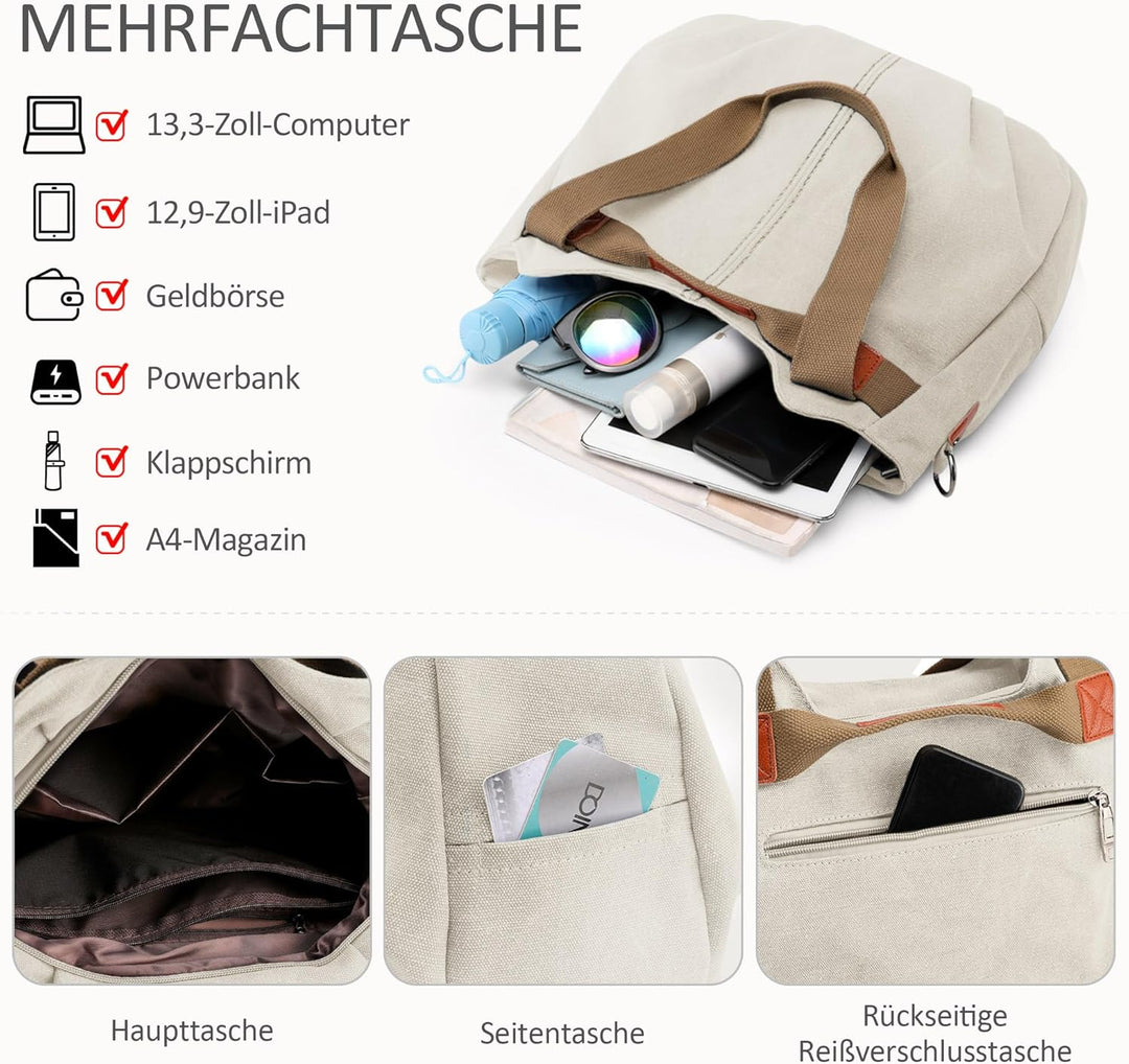 DIRRONA Casual Damen Segeltuch Umhängetasche Gross Kapazität Handtasche Reise Schultertasche Multifu