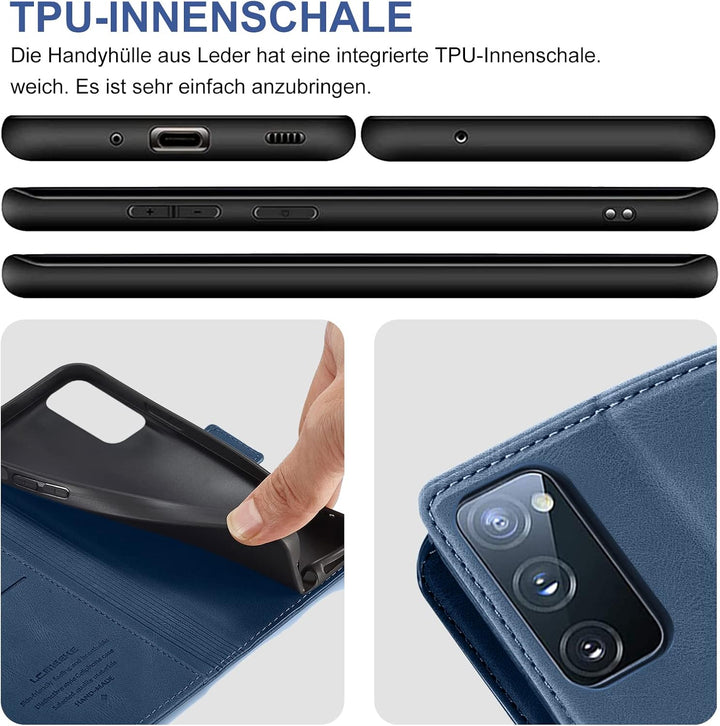 Giyer Handyhülle für Samsung Galaxy S20 FE Hülle mit Schutzfolie, Standfunktion Kartenfach Wallet Pr