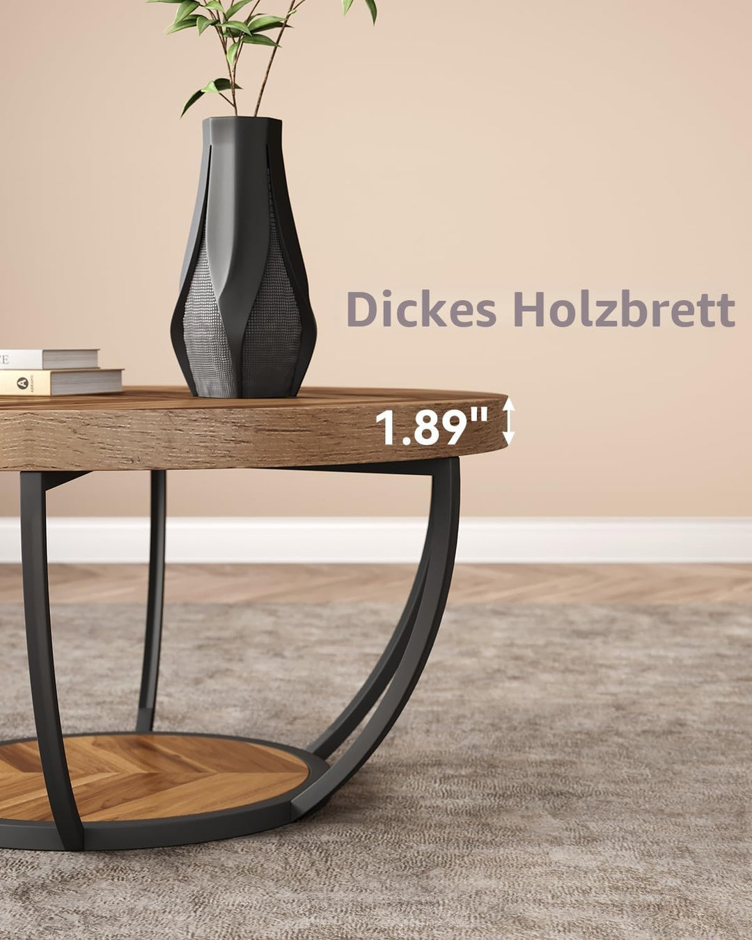 LITTLE TREE Runder Couchtisch, 81,3 cm, runder Couchtisch für Wohnzimmer, 2-stöckiger Holzakzent-Mit