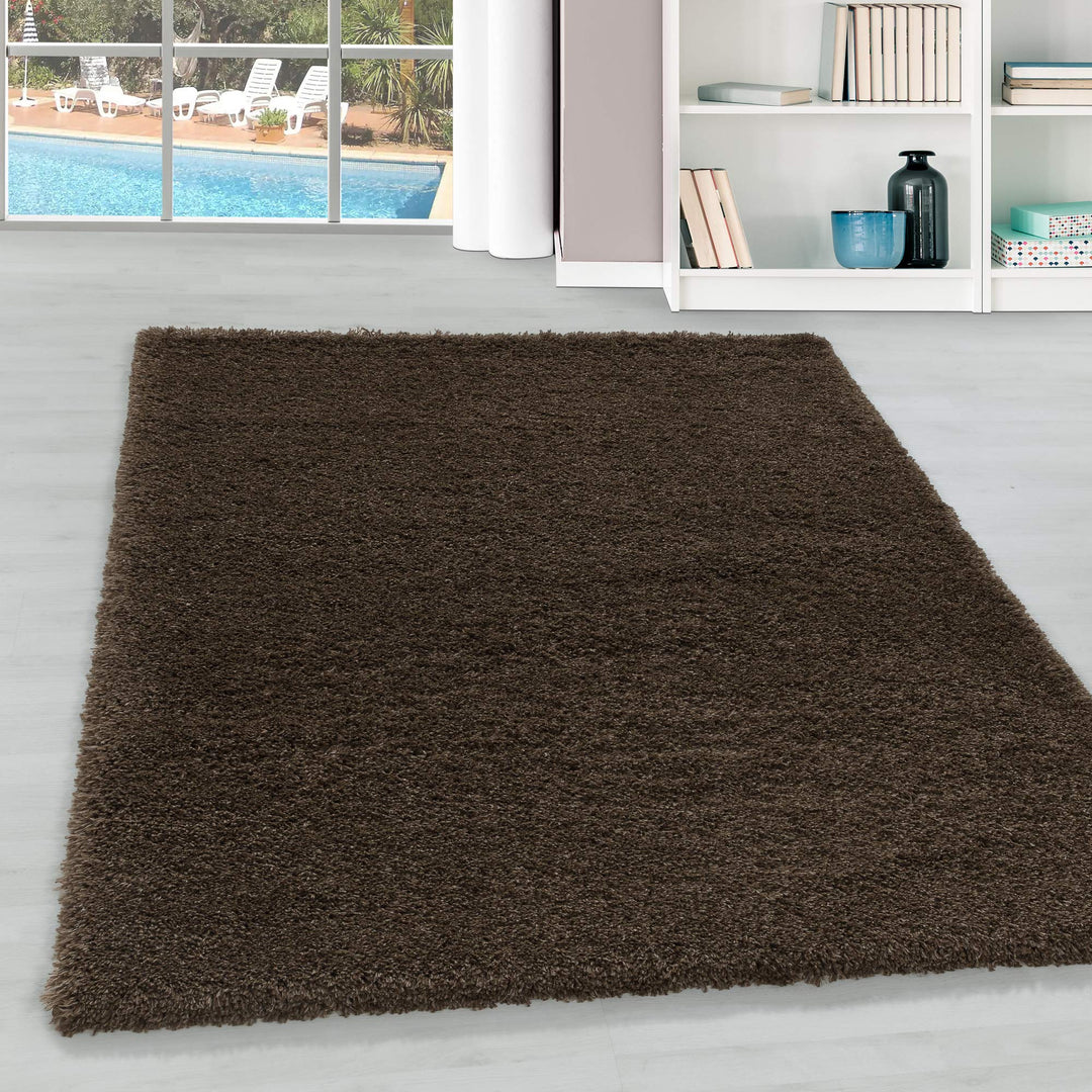 Hochflor Teppich Wohnzimmer Einfarbig Schlafzimmer Esszimmer Flur Läufer Unicolor & Einfarbig Weich