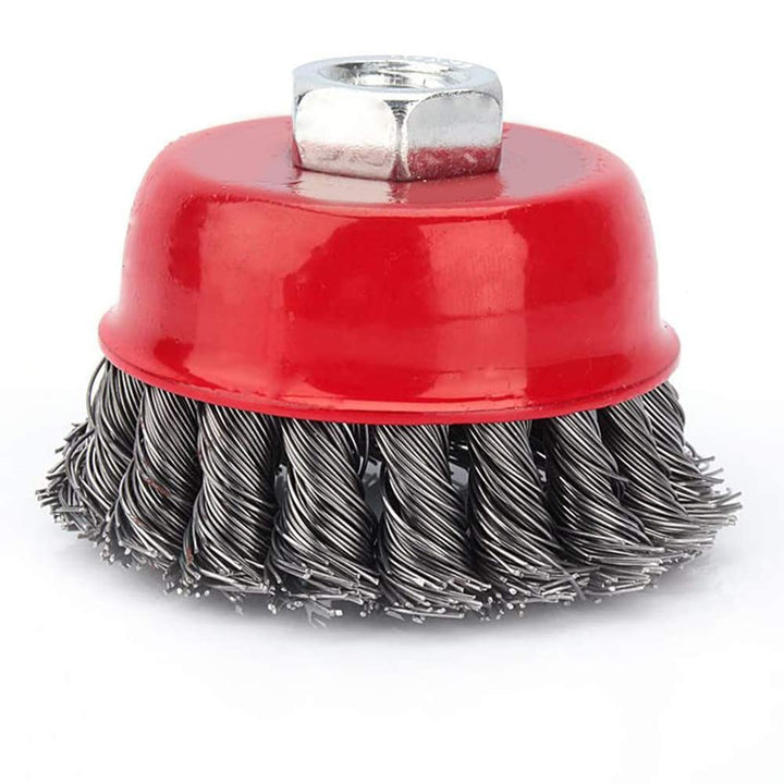 Ejoyous 4pcs Topfbürste, M14 Ø75 mm Winkelschleifer Drahtbürste Scheibenbürste Schleifbürsten Kegelb