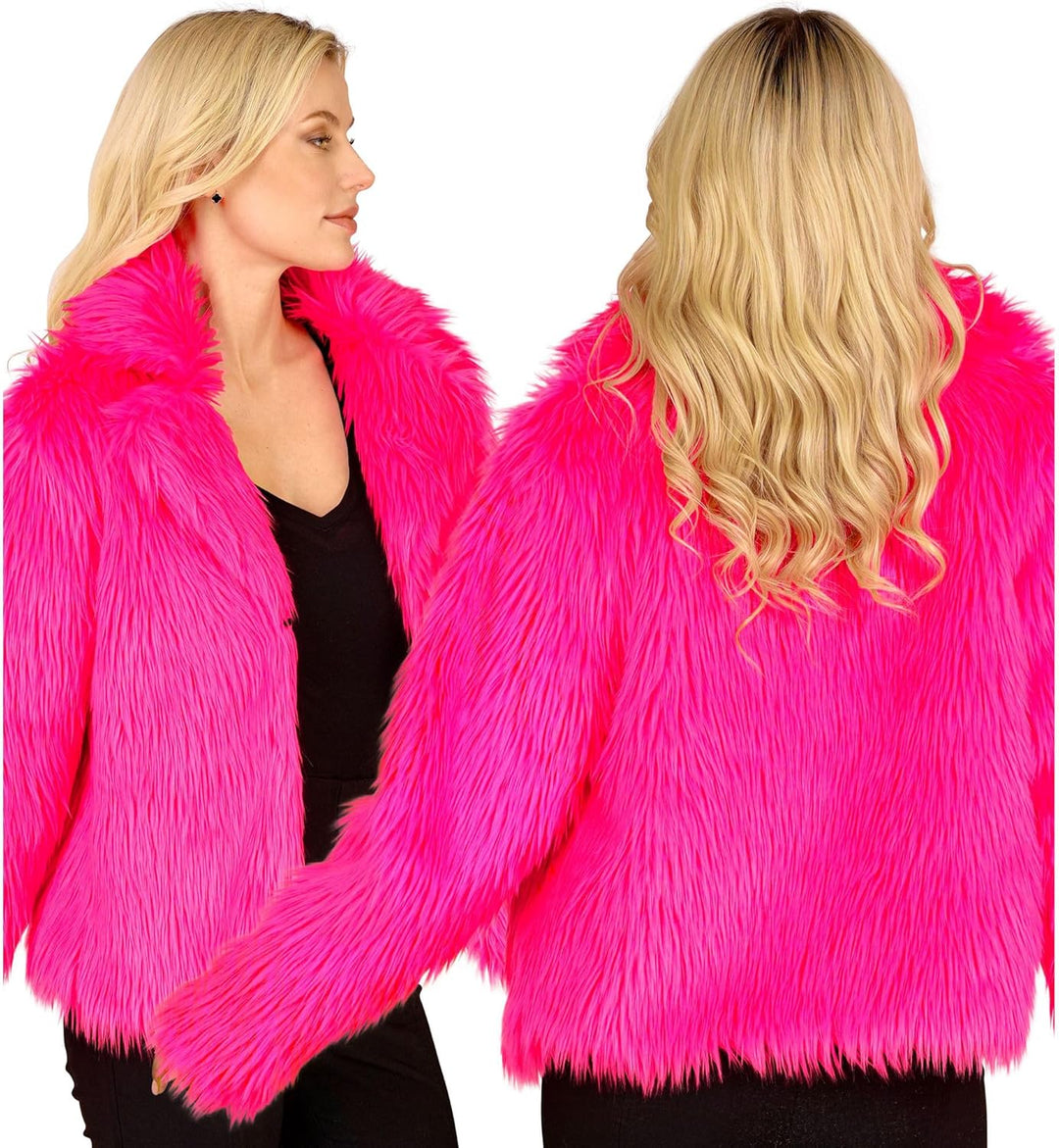 W WIDMANN MILANO Party Fashion - Damen Kunstfell-Jacke, flauschiger Pelz, Plüschjacke, Kostüm, Party