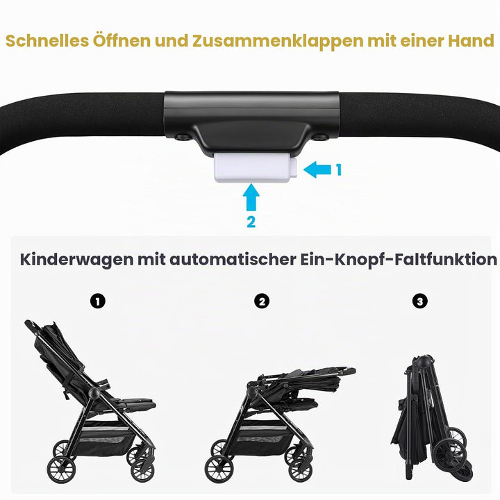 UBRAVOO Kinderwagen Buggy für Kleinkinder mit Liegesitz, ultrakompakter Reisebuggy klein zusammenkla