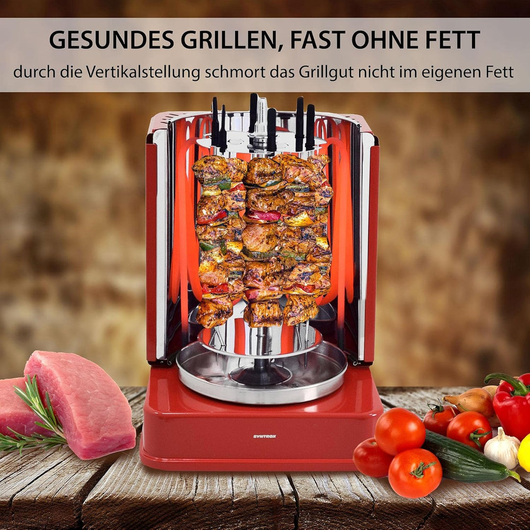 Syntrox Germany Dönergrill ROT-1400W-RED-Avila Gyrosgrill Kebapgrill Schaschlikgrill Rotisserie Hähn