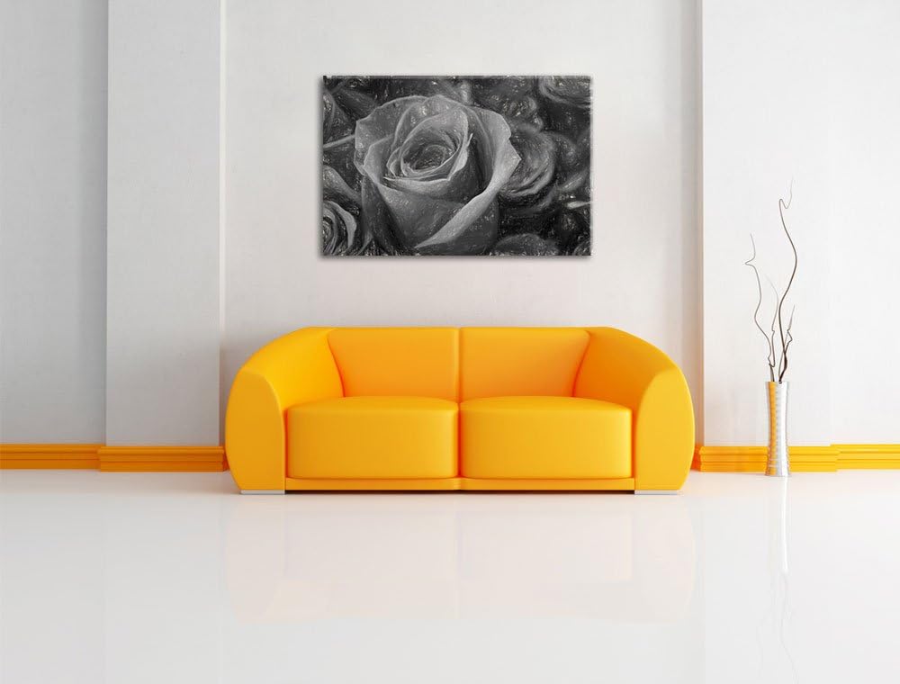 Pixxprint Romantische Rosen als Leinwandbild/Grösse: 100x70 cm/Wandbild/Kunstdruck/fertig bespannt,