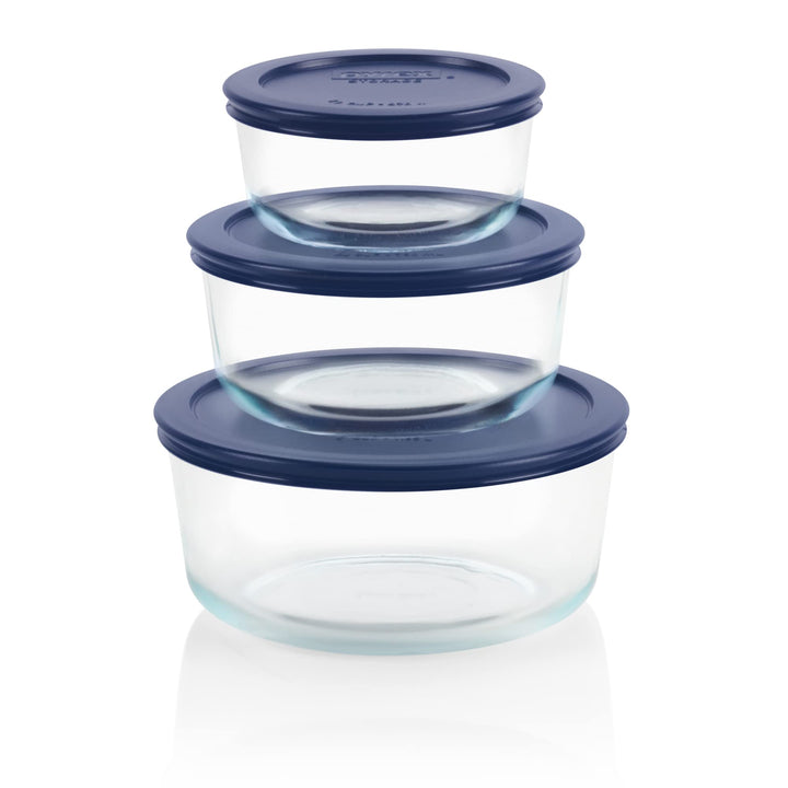 Pyrex Simply Store 3er-Pack (2, 4 &amp; 7 Tassen) grosses rundes Glas-Frischhalteset mit BPA-freien Deck