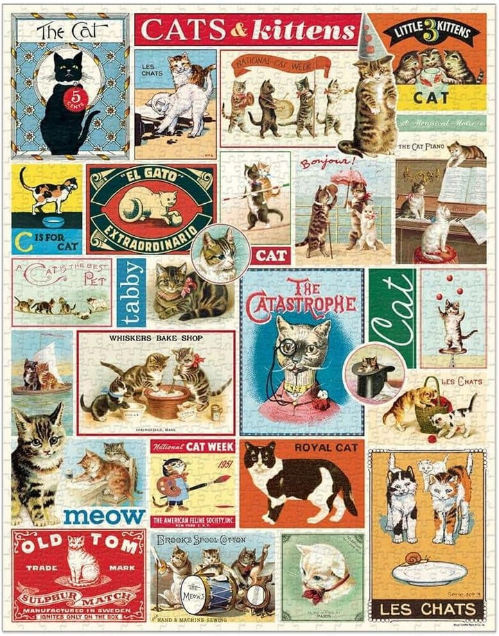 Cavallini Papers & Co. Cats Katzen 1000 Teile Puzzle, Mehrfarbig