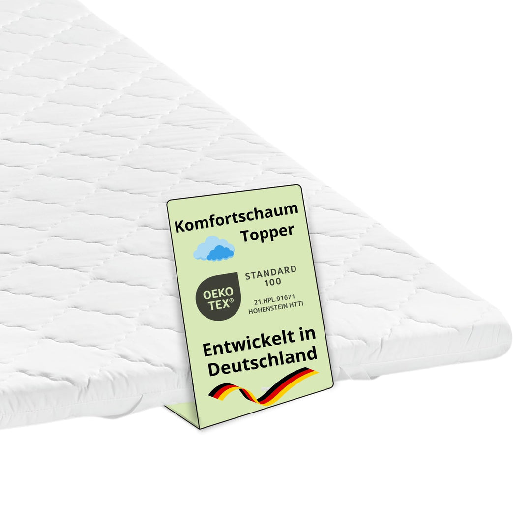 Bodyprotect Topper 90 x 190 x 6 cm, Komfortschaum Matratzentopper, Matratzenauflage, waschbar bis 60