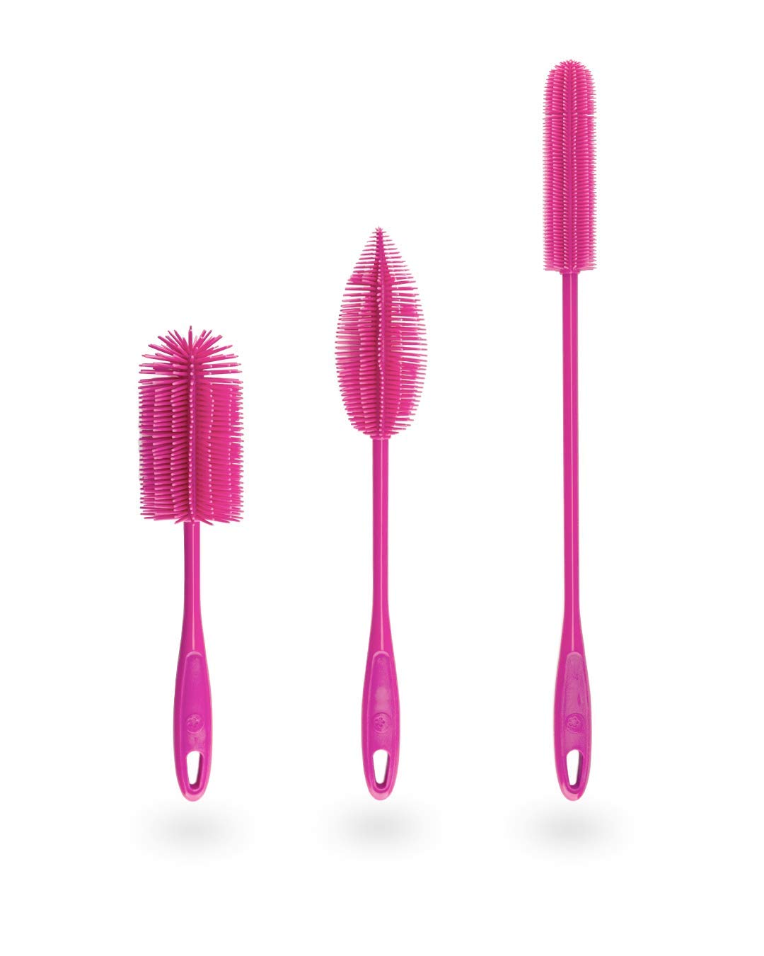 Kochblume Silikonbürsten 3er Set mit Wechselköpfen | Flaschenbürste, Spülbürste, Antibakteriell, Kei