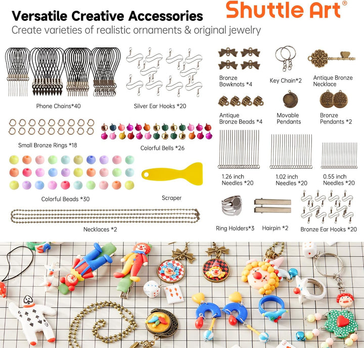 Shuttle Art Polymer Clay Set, 112 Knete Set, Modelliermasse ofenhärtend, Ton mit 112 Farben Backknet