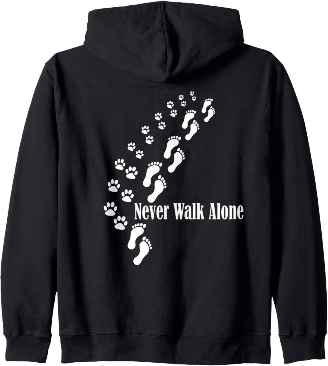 Hundemotiv mit Hundespruch Never Walk Alone Kapuzenjacke
