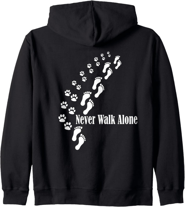 Hundemotiv mit Hundespruch Never Walk Alone Kapuzenjacke