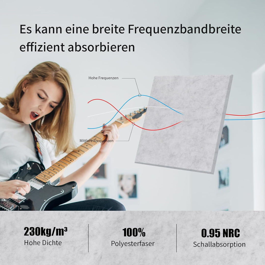 18 Stück Quadratische Akustikplatten selbstklebend,Abdeckung 1.62㎡,Schallschutz &amp; Schalldämmung für