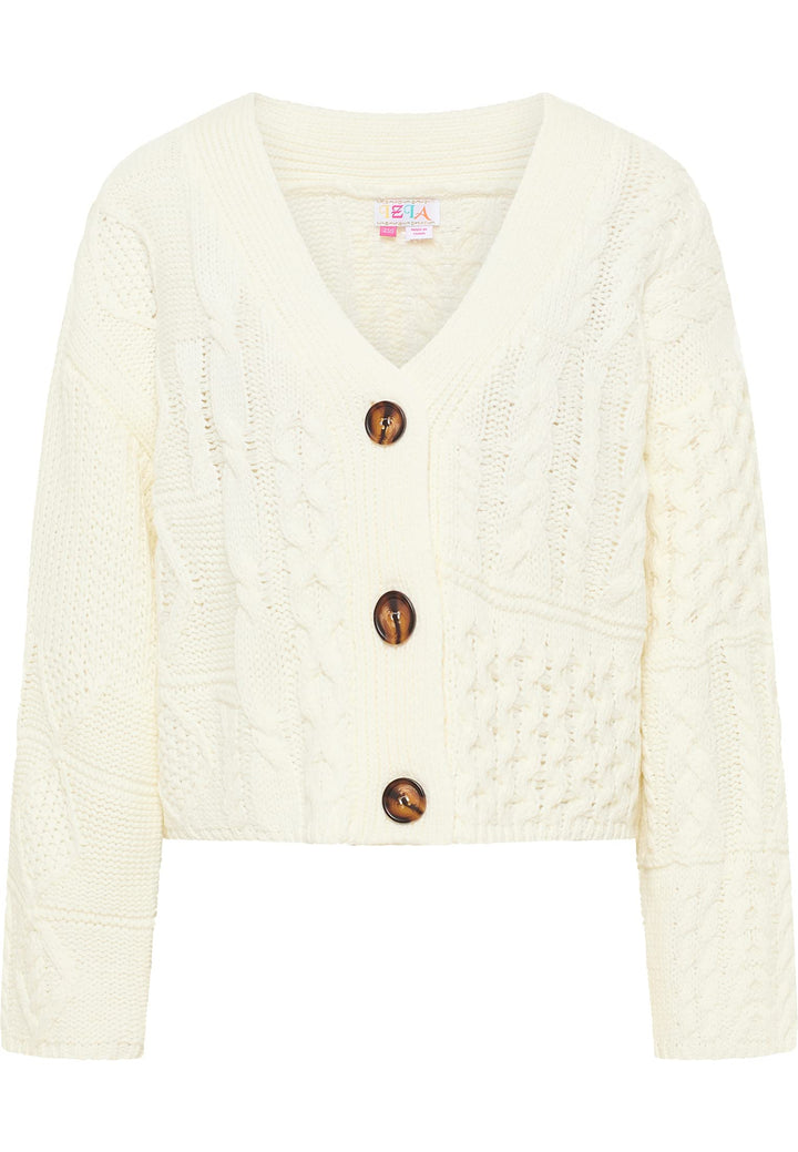 IZIA Damen Cropped Strickjacke XL-XXL Wollweiss, XL-XXL Wollweiss