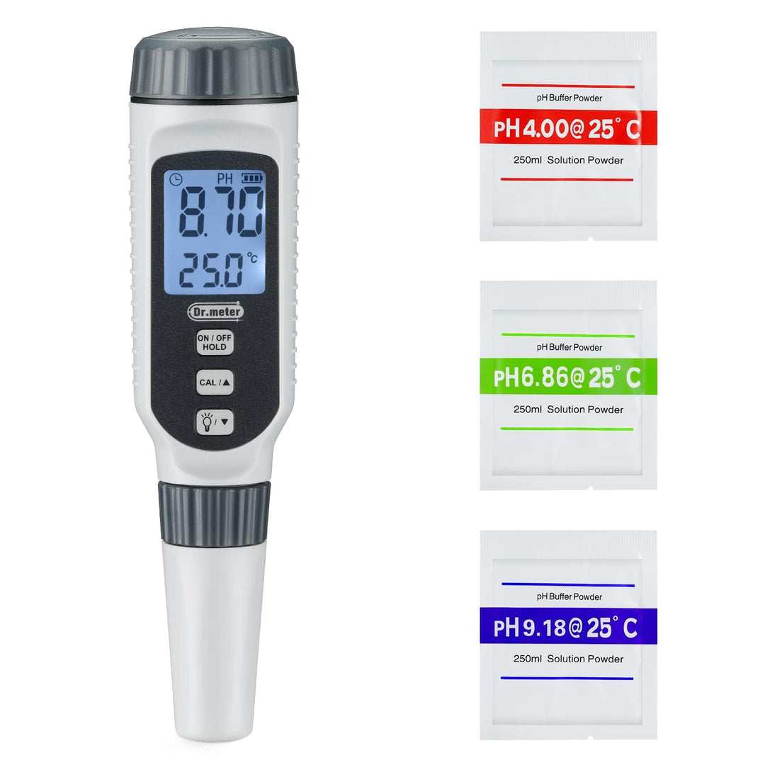 PH Messgerät, Dr.meter PH Messgerät Wasser 0.01Hochpräziser PH Wert Messgerät mit Alarm-LCD-Display