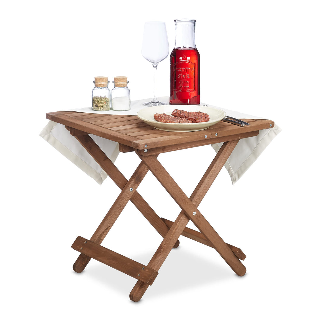 Relaxdays 50x50x50 cm, braun, 10038646_0 Klapptisch aus Holz, für Wohnzimmer, Balkon &amp; Terrasse, tra