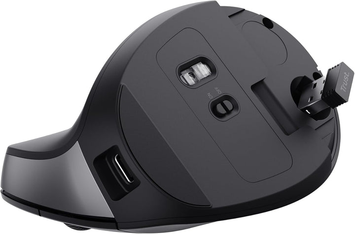 Trust Yuno Wiederaufladbare Vertikale Maus, Kabellose Ergonomische Maus 2.4GHz, Vorbeugung Gegen Mau