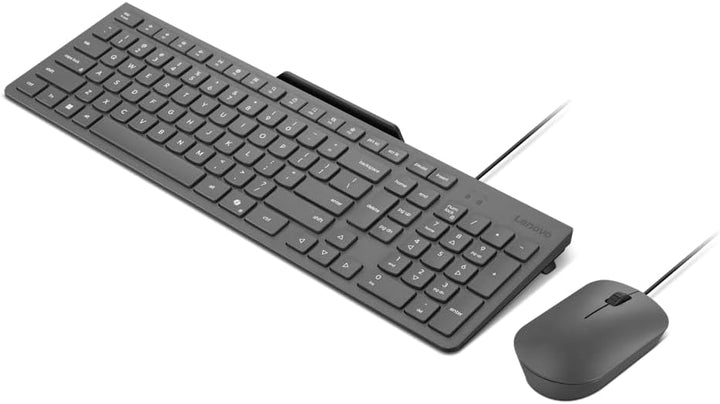 Lenovo 310 USB-A Combo Tastatur und Maus mit Kabel (Roter optischer Sensor, 2000 DPI, 3 Tasten, Scro