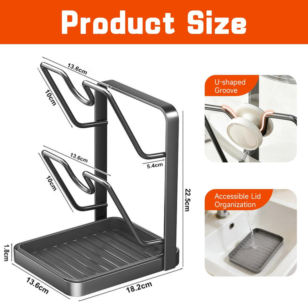 Dandin Topfdeckelhalter, Topfhalter Löffelablage Küche, Topfdeckelhalter Küchenutensilien, 2-in-1-De
