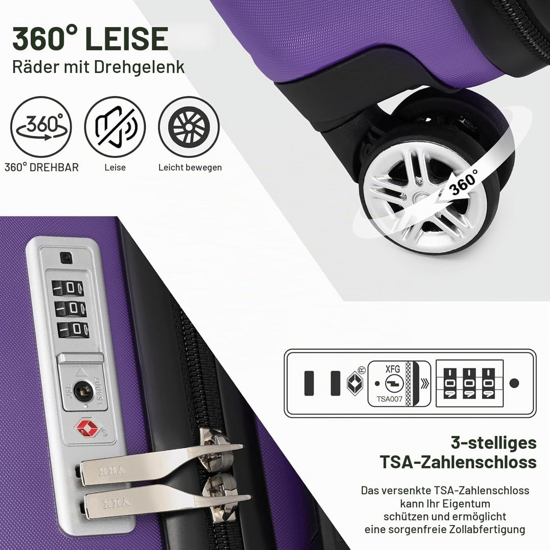 KONO Koffer Trolley Mittelgrosser Erweiterbares Hartschalenkoffer Leicht Reisekoffer mit TSA-Schloss