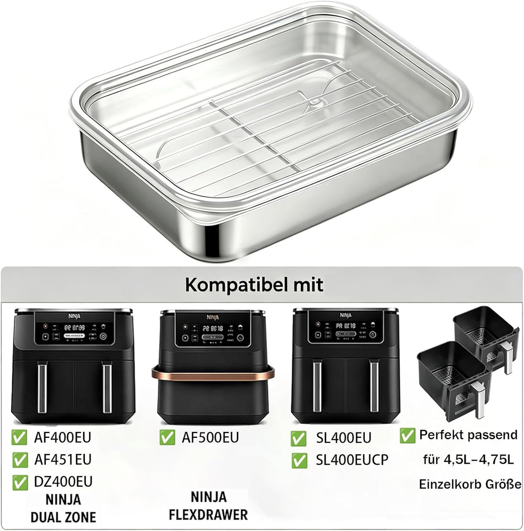 Airfryer Zubehör 2 Stück Heissluftfritteuse Zubehör passend für Ninja Dual Zone AF400EU AF451EU AF50