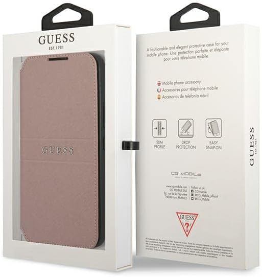 Guess GUBKS22MPSASBPI Hülle für S22+ S906 rosa Buchen Saffiano Stripes
