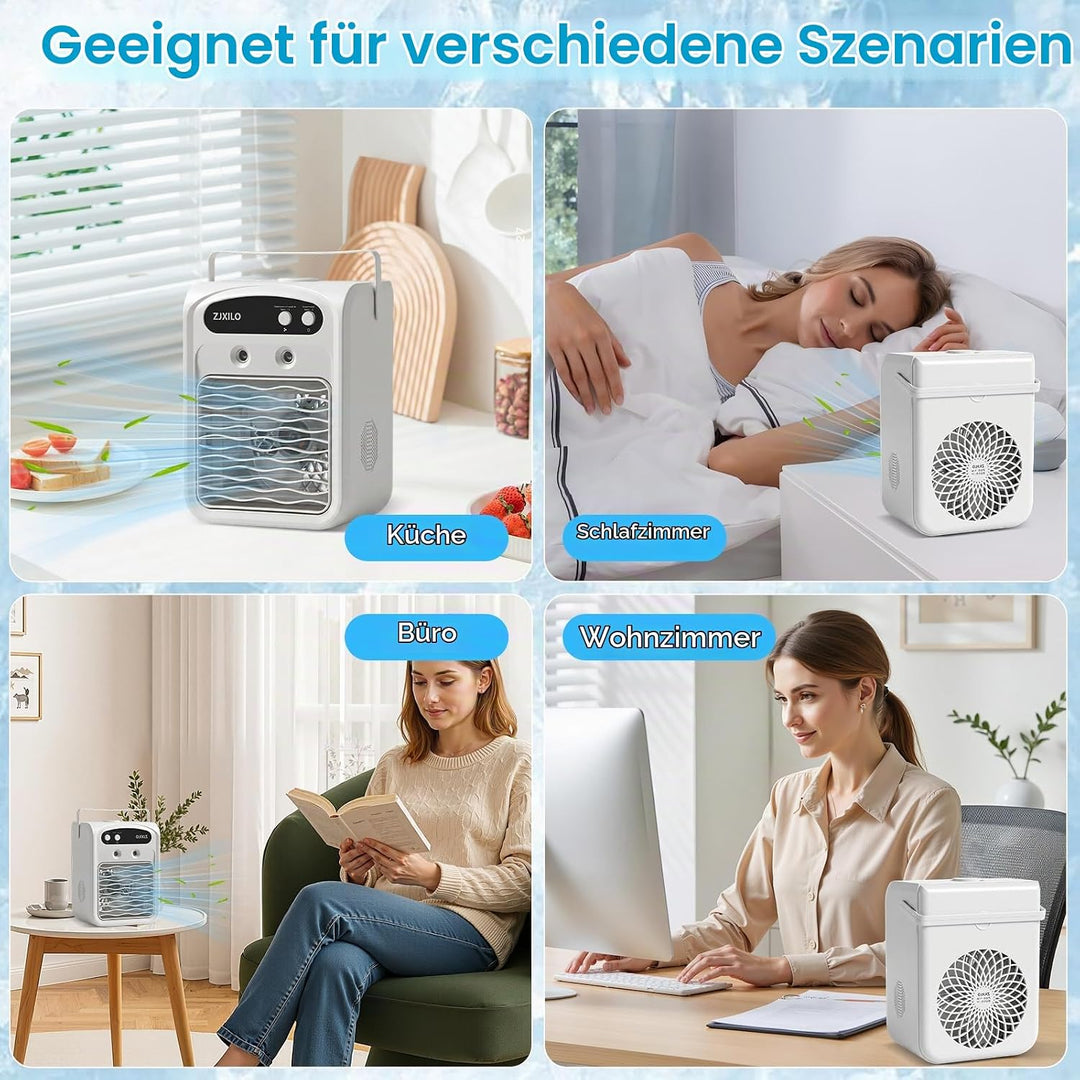 Mobile Klimaanlage Luftkühler, Mini Klimaanlage, Mobile Klimagerät, Klimaanlage Mobil, 1000ml Wasser
